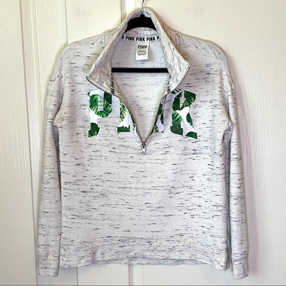 Victoria’s Secret PINK Half Zip Fern Print Sweatshirt XSmall - Picture 2 of 6